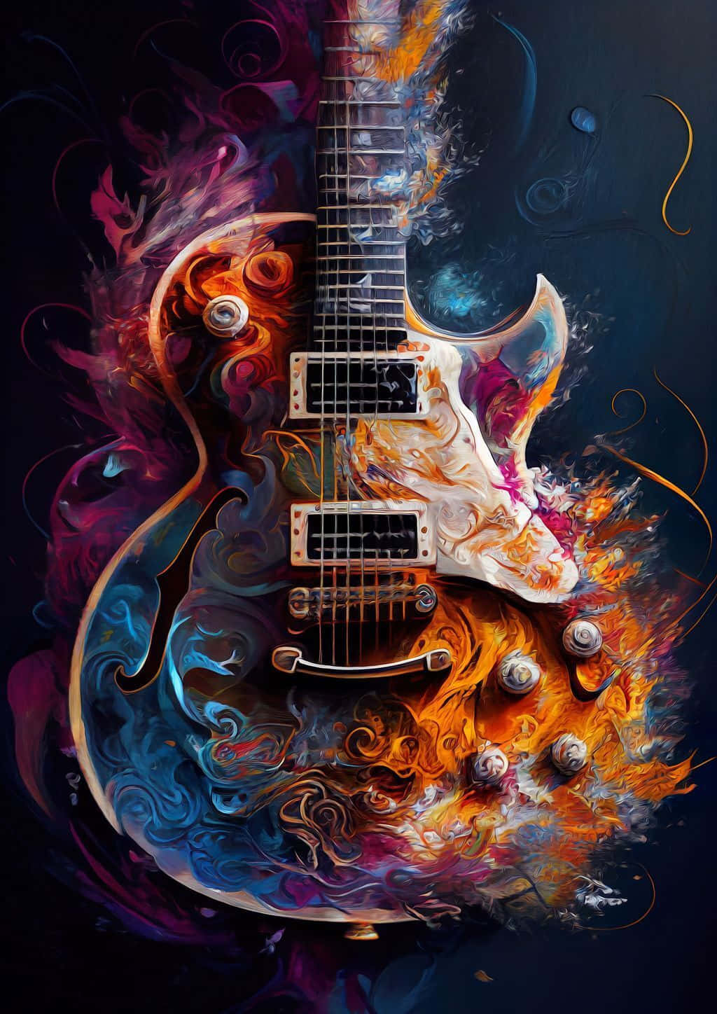 Abstract Art Electric Guitar Wallpaper