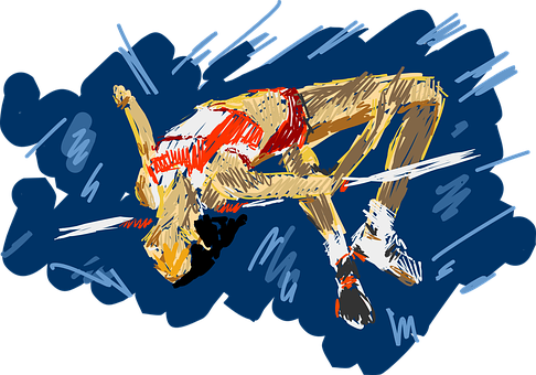 Abstract Athlete Jumping Sketch PNG