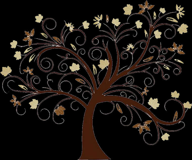 Abstract Autumn Tree Artwork PNG