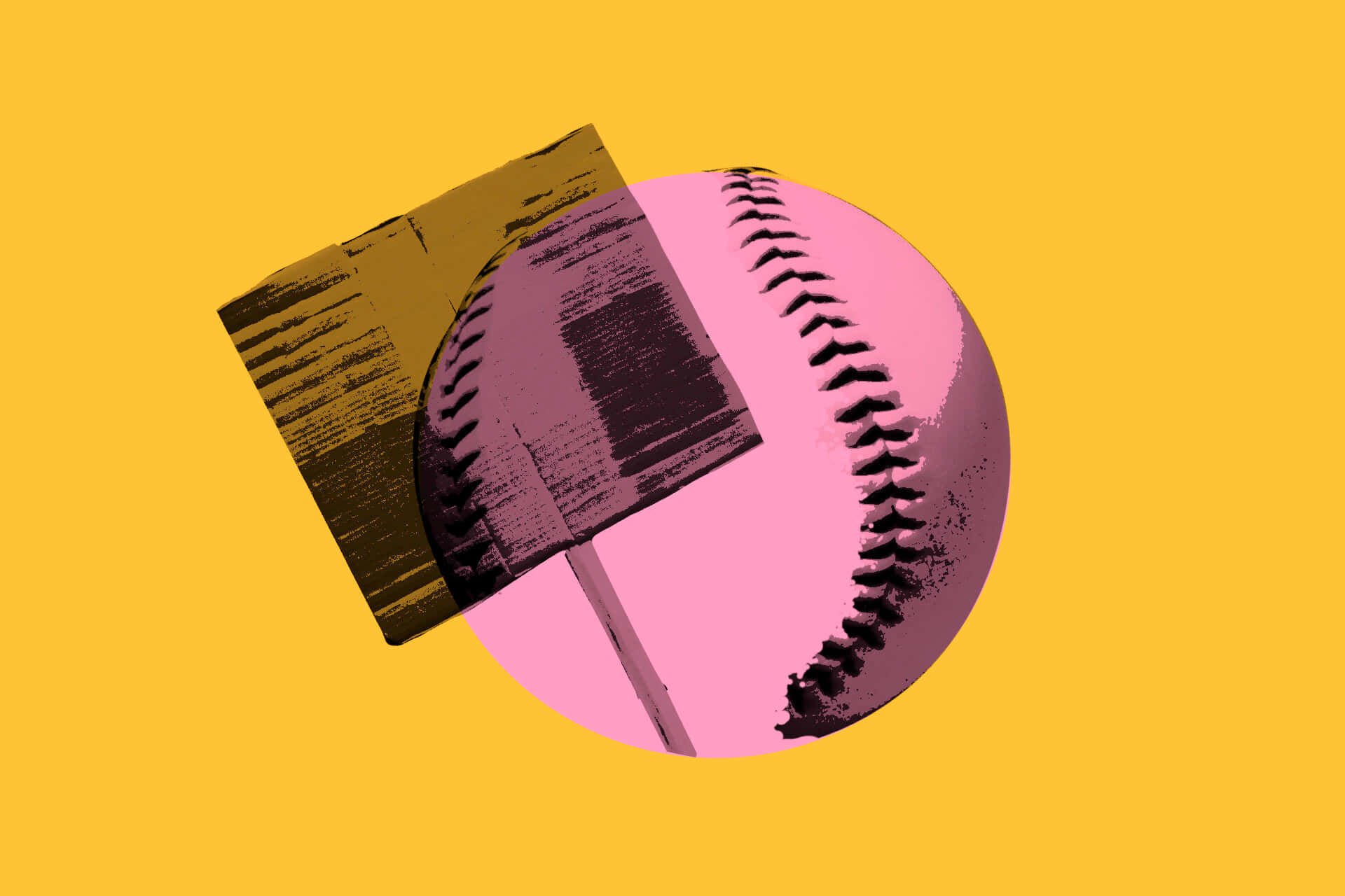 Abstract Baseball Art_ Yellow Background.jpg Wallpaper