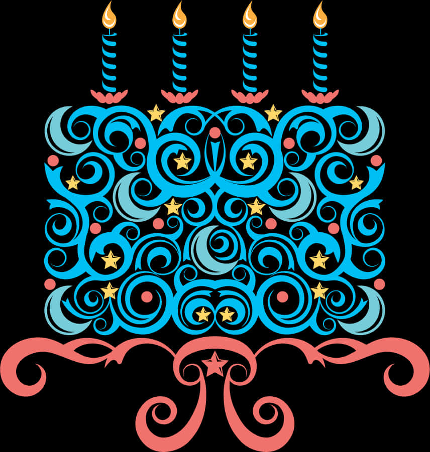 Abstract Birthday Cake Design PNG