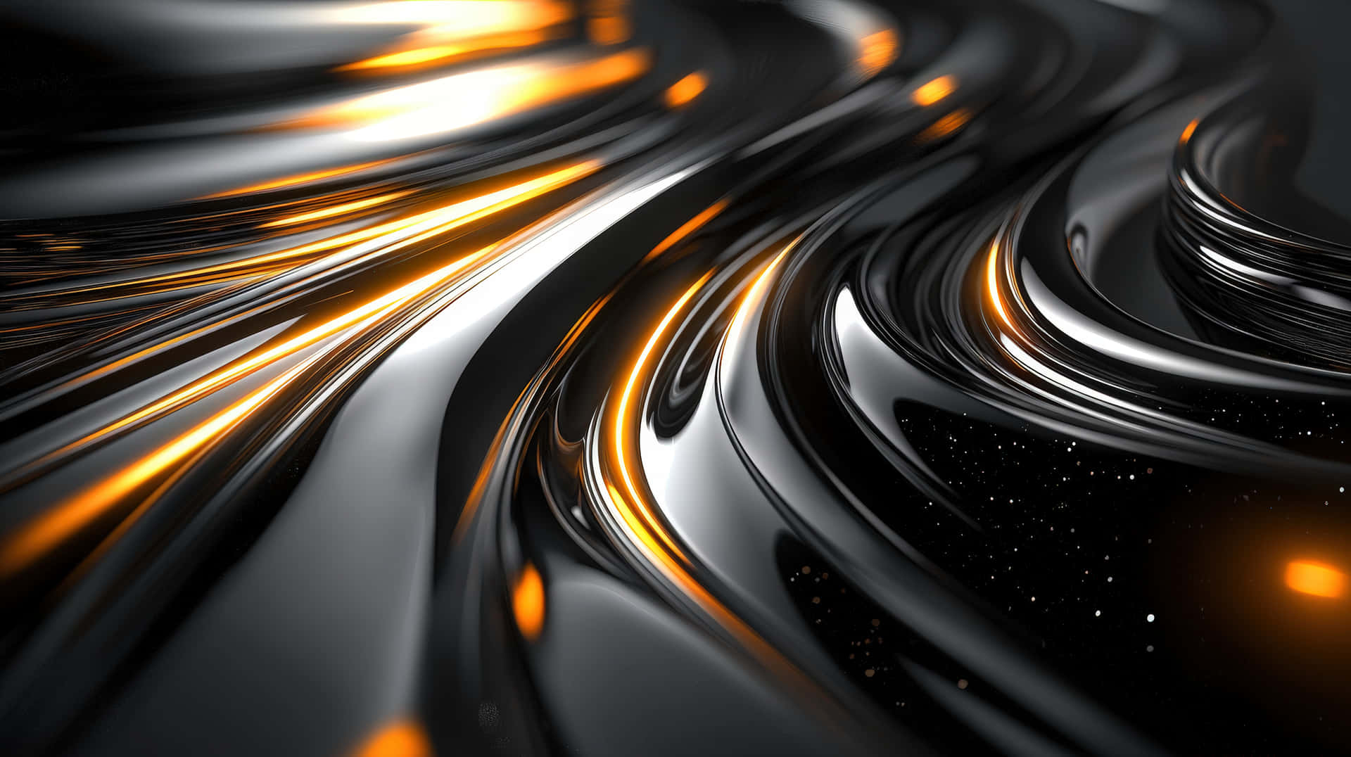 Abstract Black And Orange Liquid Waves Create A Mesmerizing Futuristic Design. Wallpaper