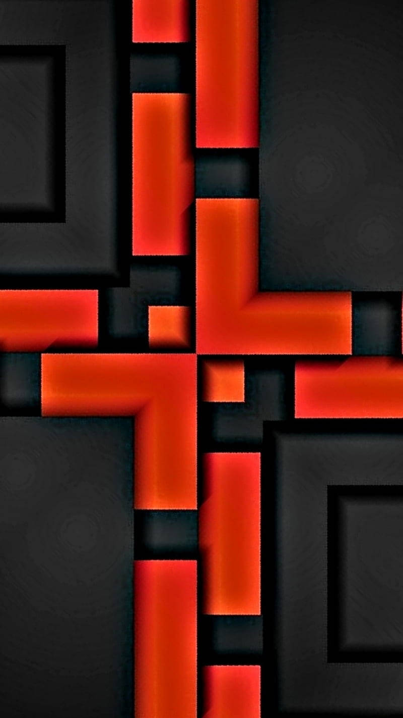 Abstract Black And Red Squares Mobile 3d