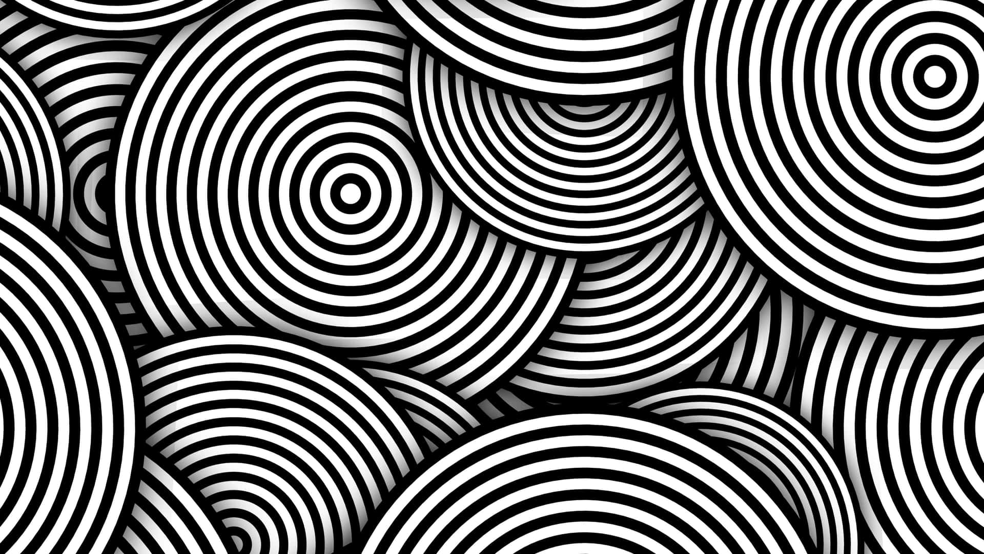 Abstract Black And White Concentric Circles Pattern Wallpaper