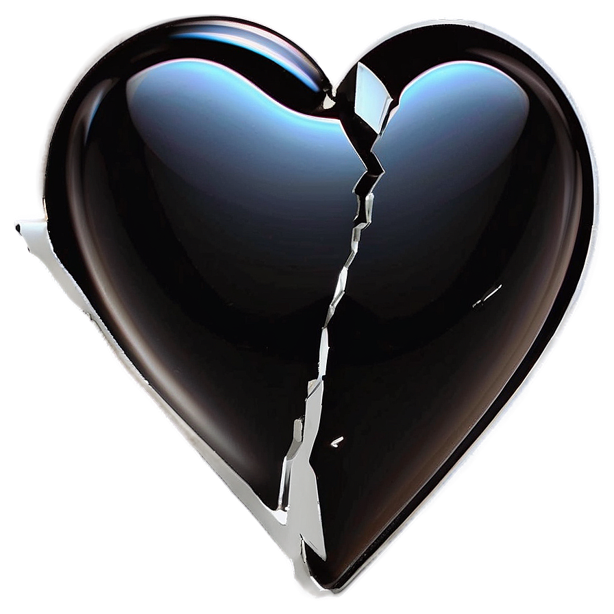 Abstract Black Broken Heart Png 06252024 PNG