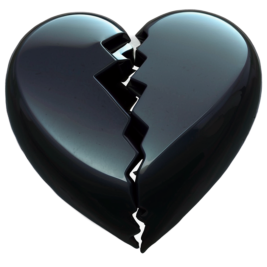 Abstract Black Broken Heart Png 06252024 PNG