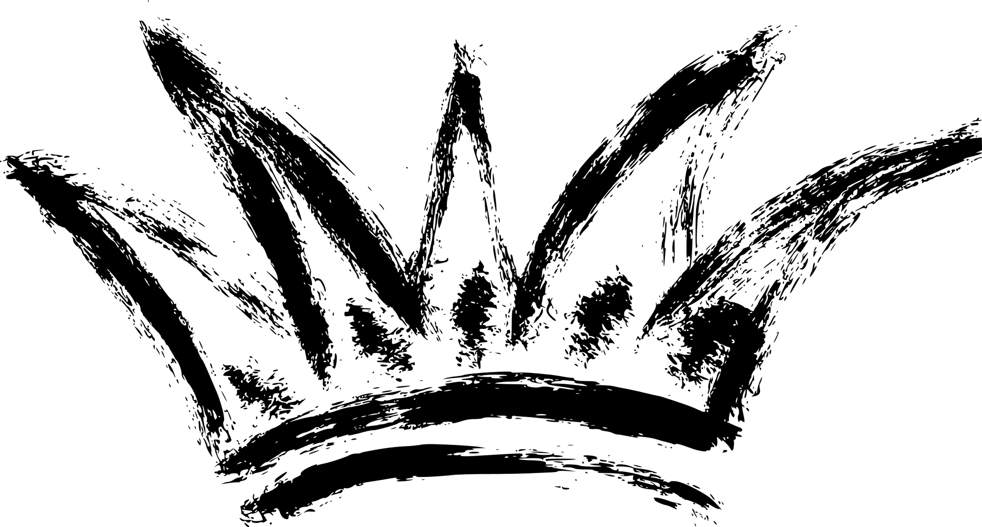 Abstract Black Brush Stroke Crown PNG