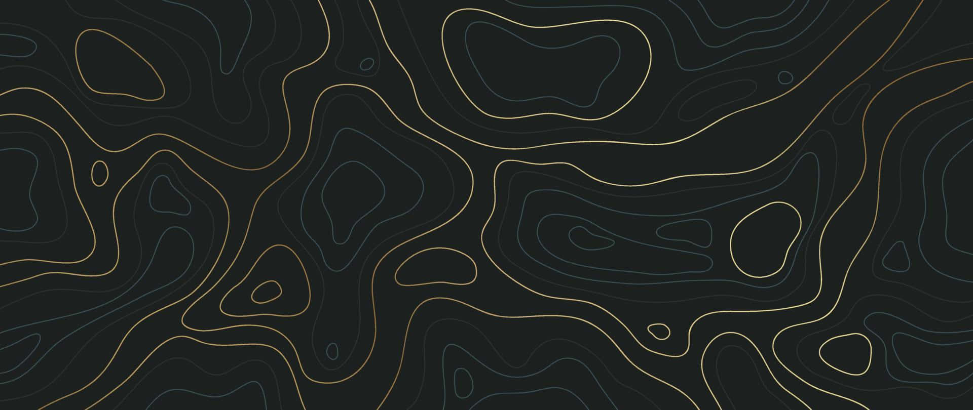 Abstract Black Gold Topographic Design Wallpaper