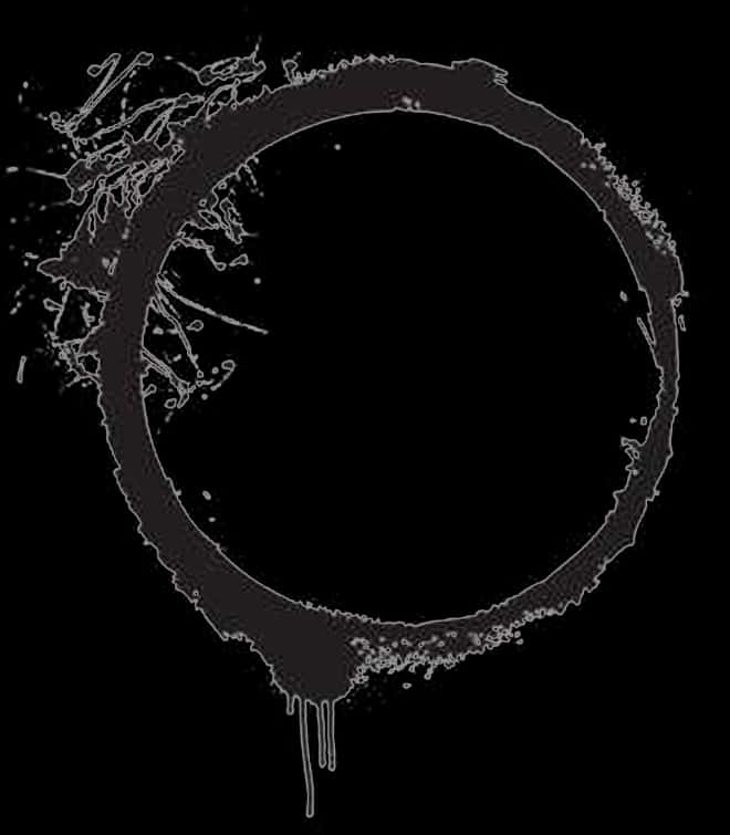 Abstract Black Ink Circle PNG