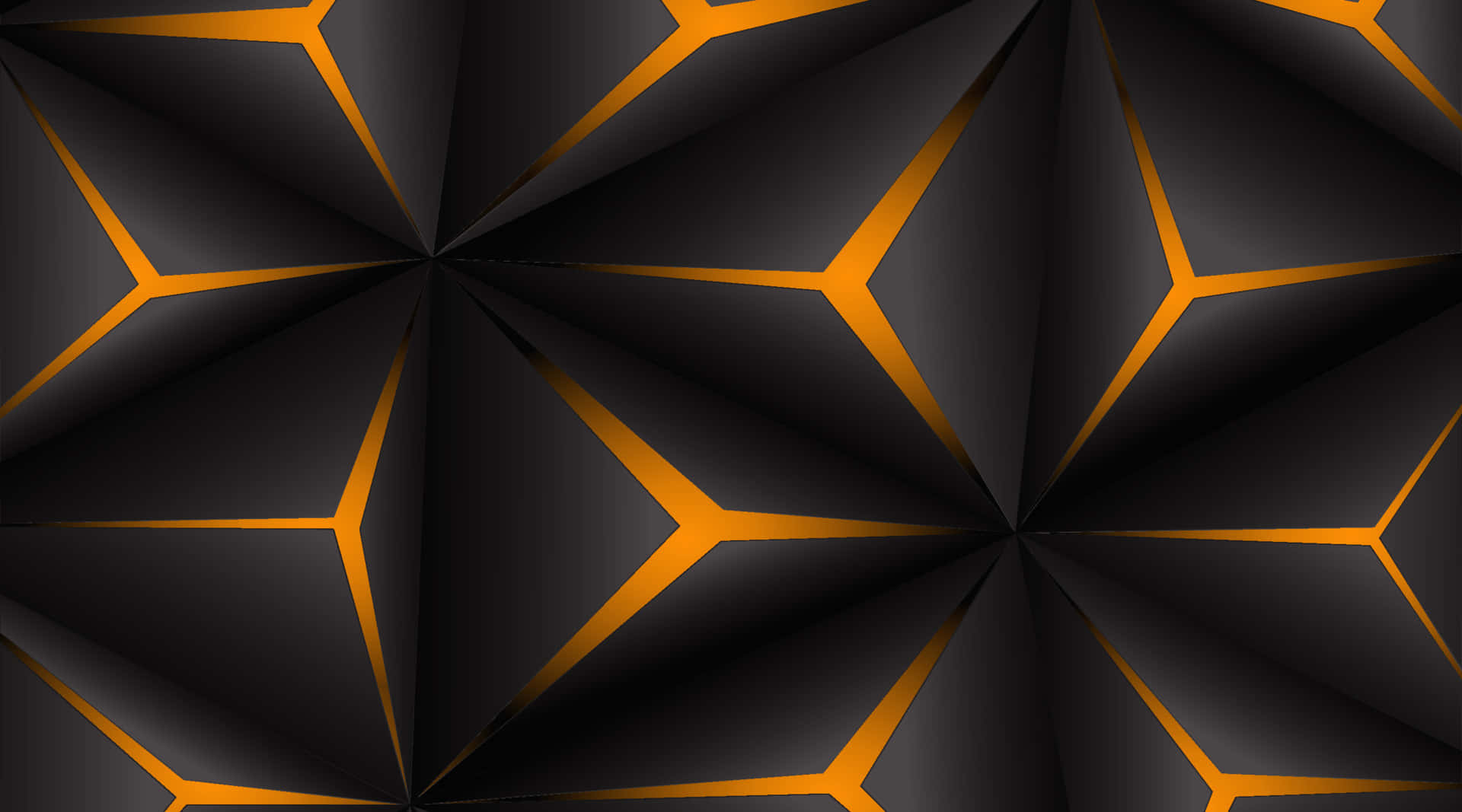 Abstract Black Orange Polygon Pattern Wallpaper