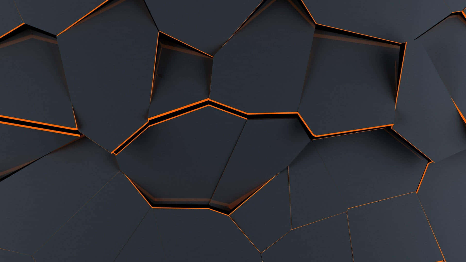 Abstract Black Polygonswith Orange Edges Wallpaper