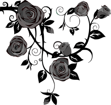 Abstract Black Roses Pattern PNG
