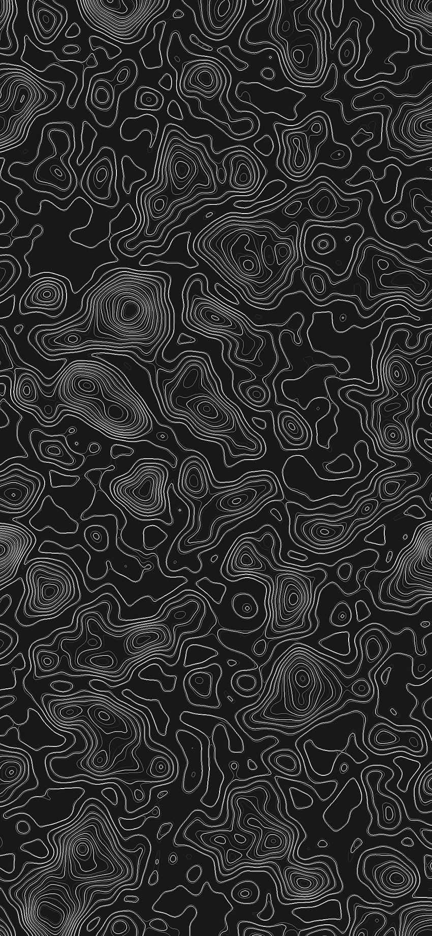 Abstract Black Topographic Map Pattern Wallpaper