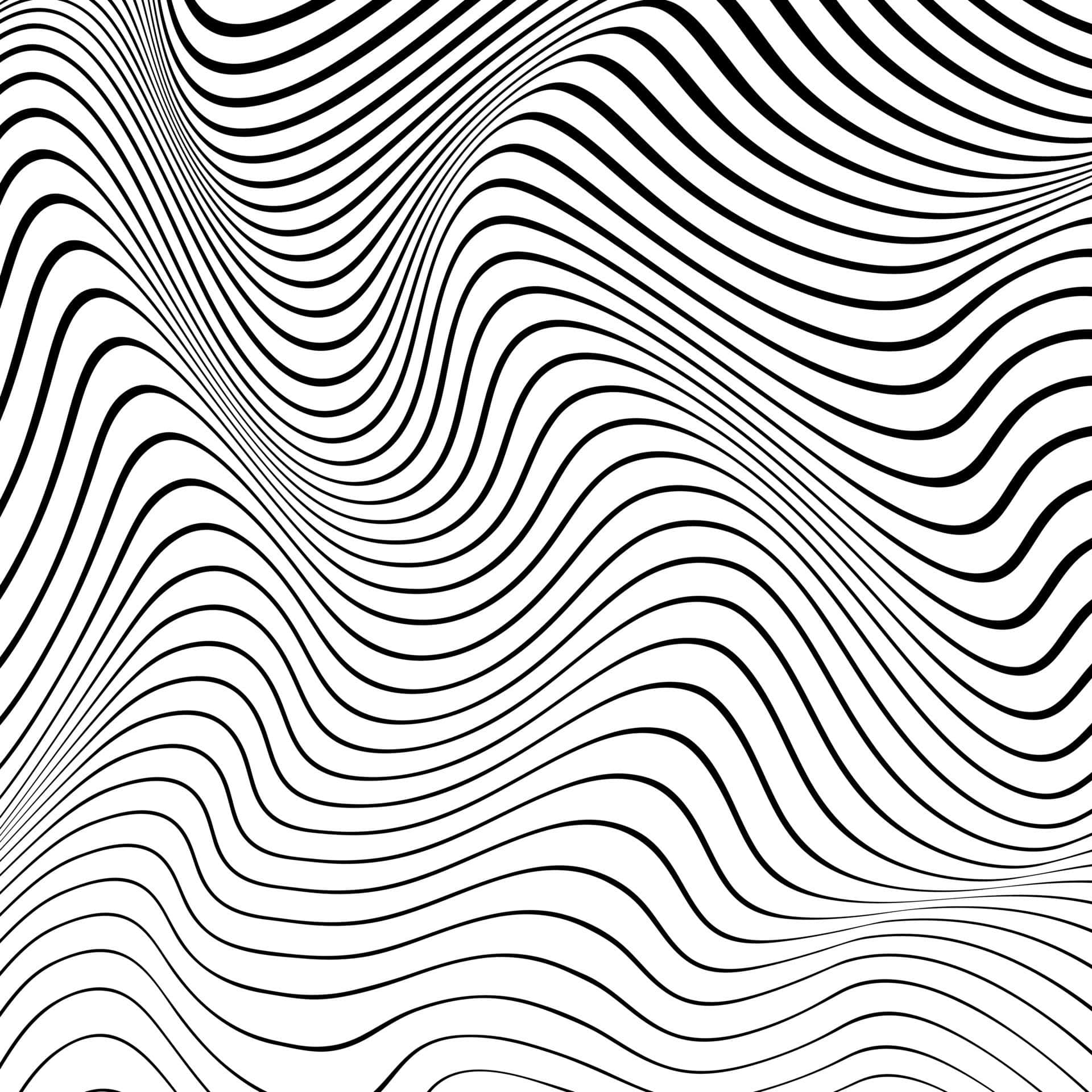 Abstract Black White Wavy Lines Pattern Wallpaper