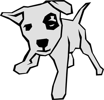 Abstract Blackand White Dog Illustration PNG