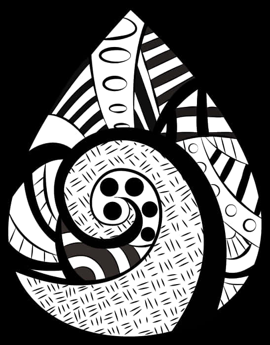 Abstract Blackand White Spiral Pattern PNG
