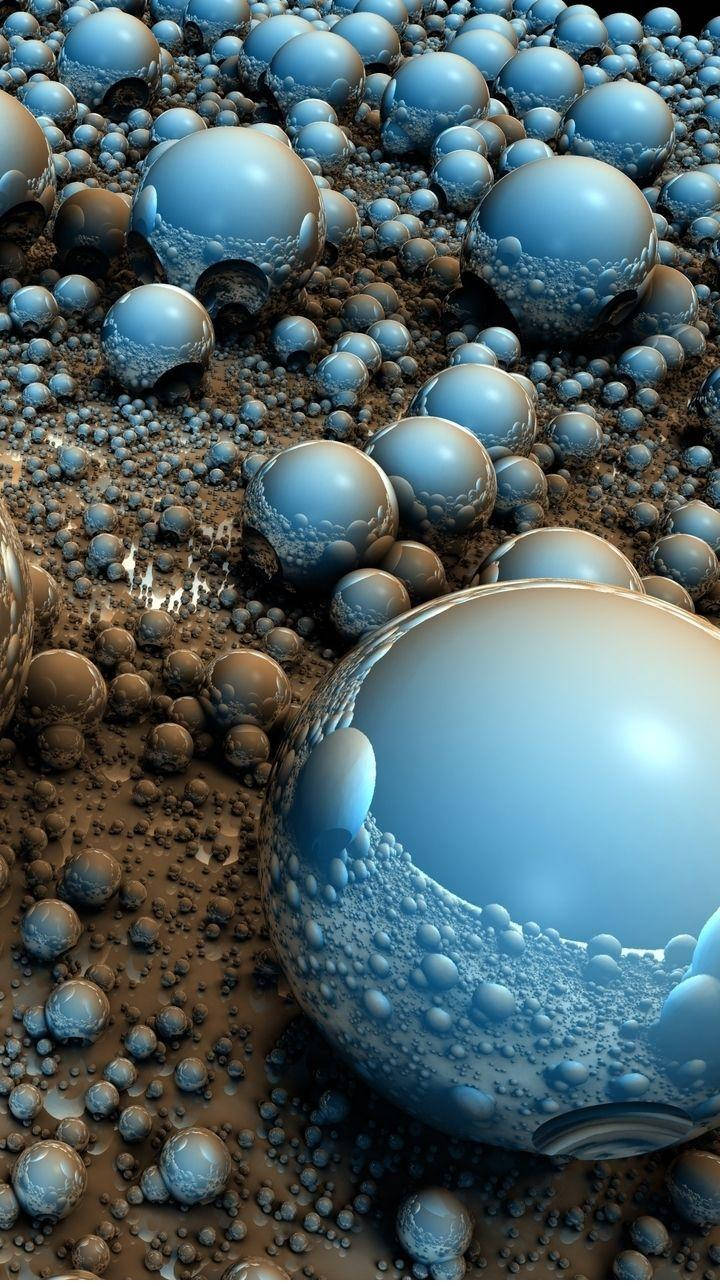 Abstract Blue And Black Spheres Mobile 3d Wallpaper