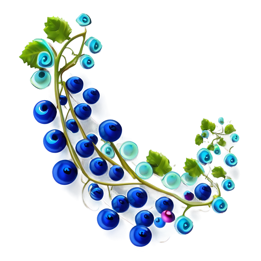 Abstract Blue Berries Vine Art PNG