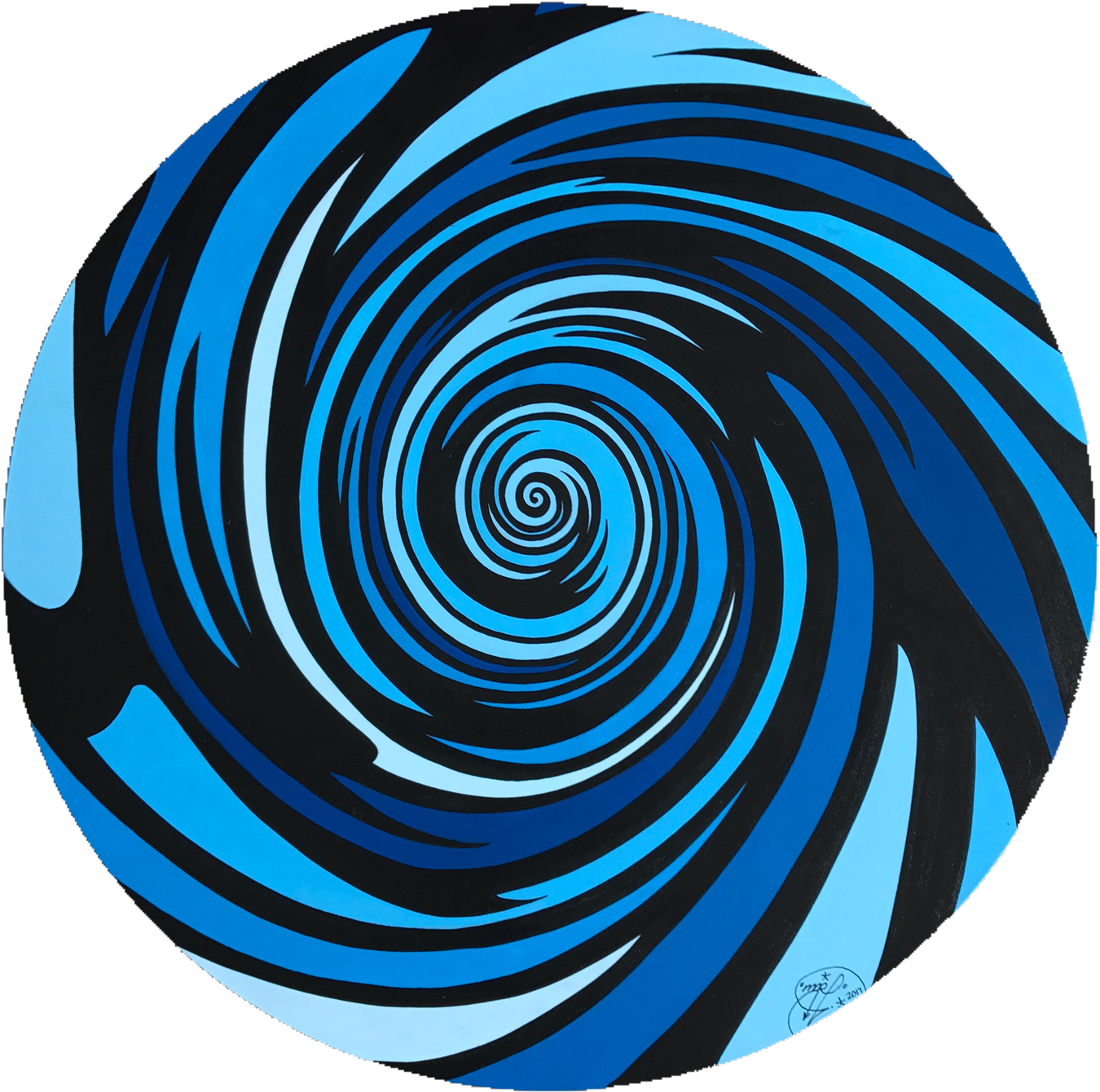 Abstract Blue Black Spiral Art PNG