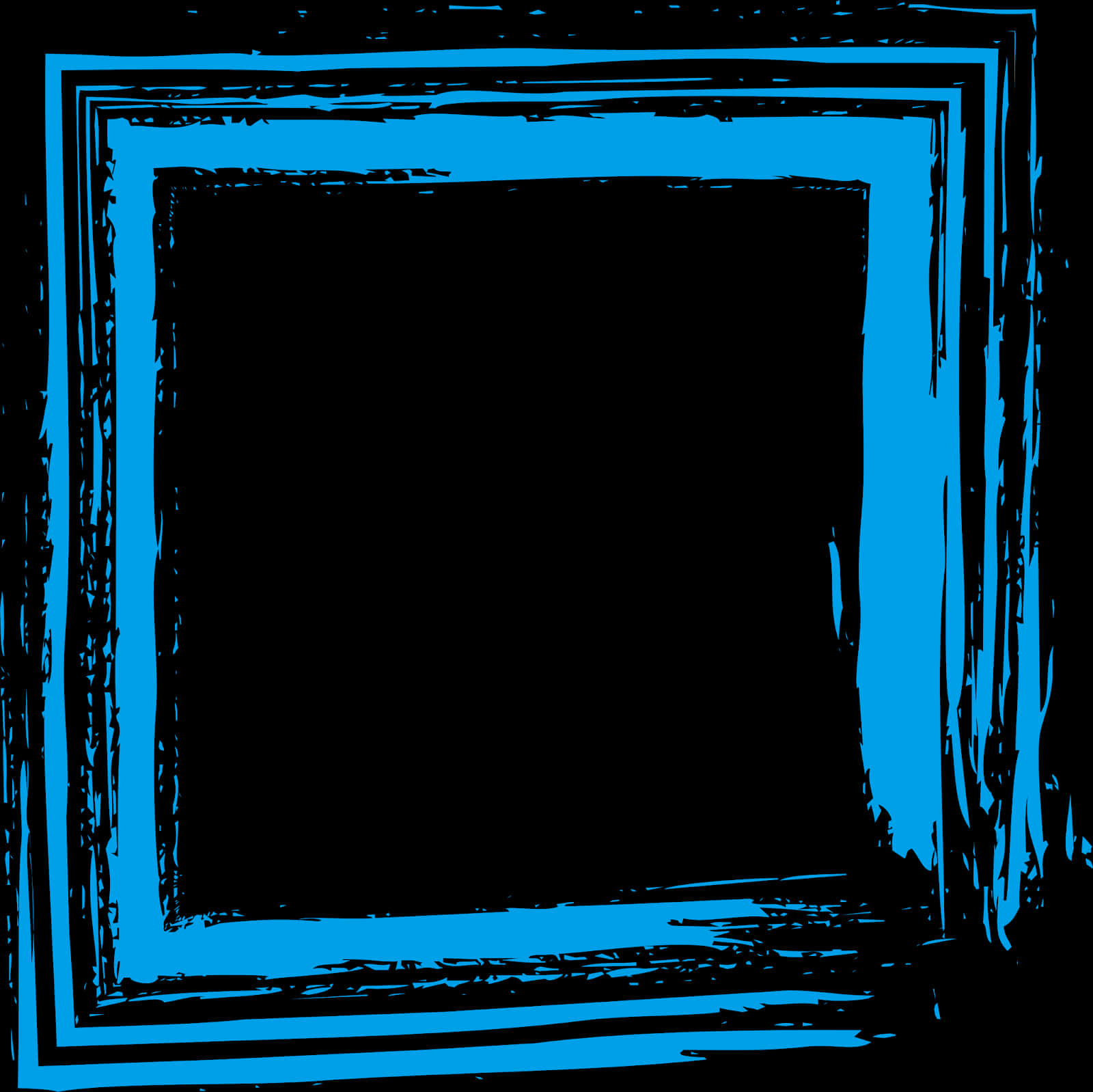 Abstract Blue Brushstroke Frame PNG