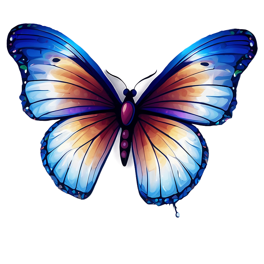 Abstract Blue Butterfly Artwork Png 28 PNG