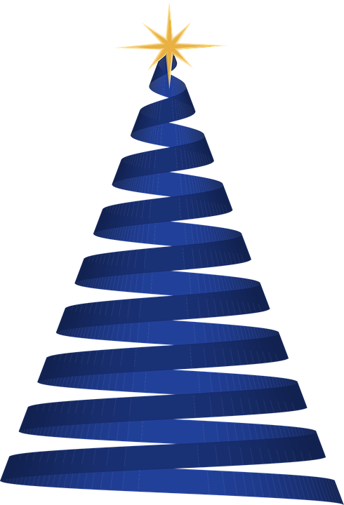 Abstract Blue Christmas Treewith Golden Star PNG