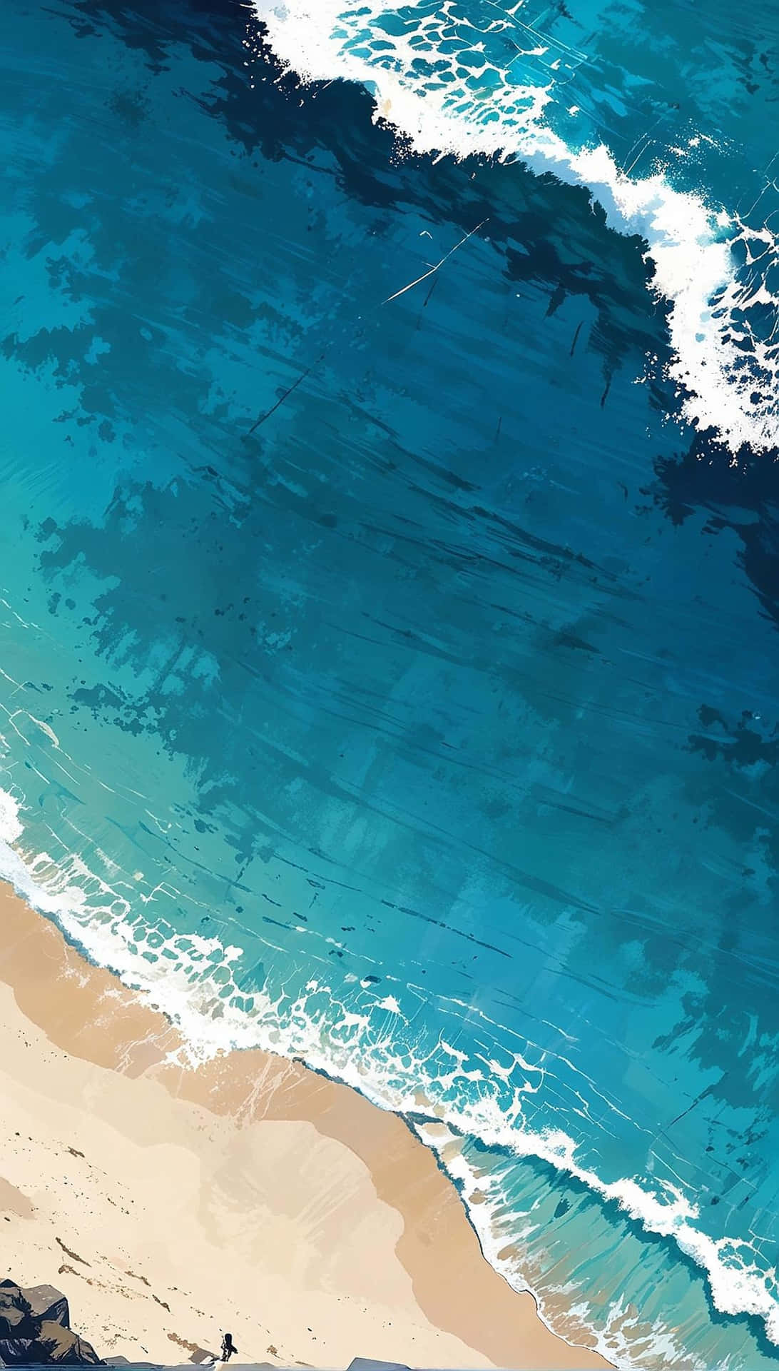 Abstract Blue Coastline Artwork Wallpaper