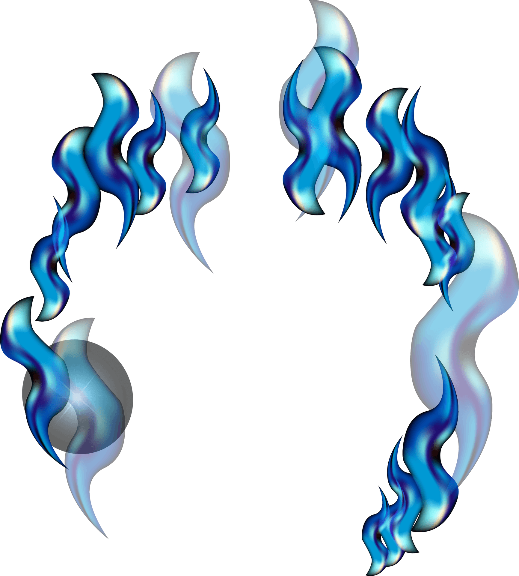 Abstract Blue Flame Design PNG