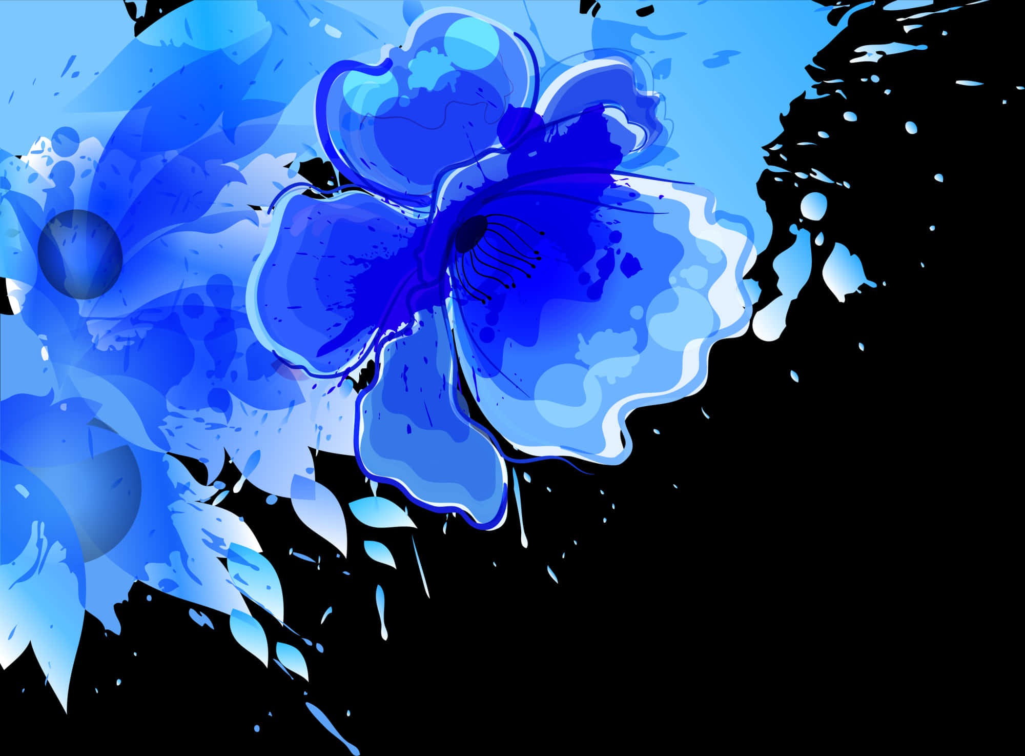 Abstract Blue Floral Design PNG