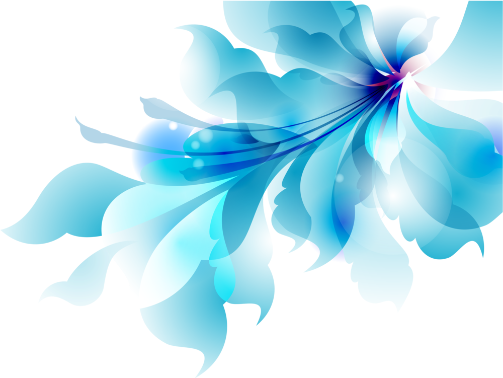 Abstract Blue Floral Vector Design PNG