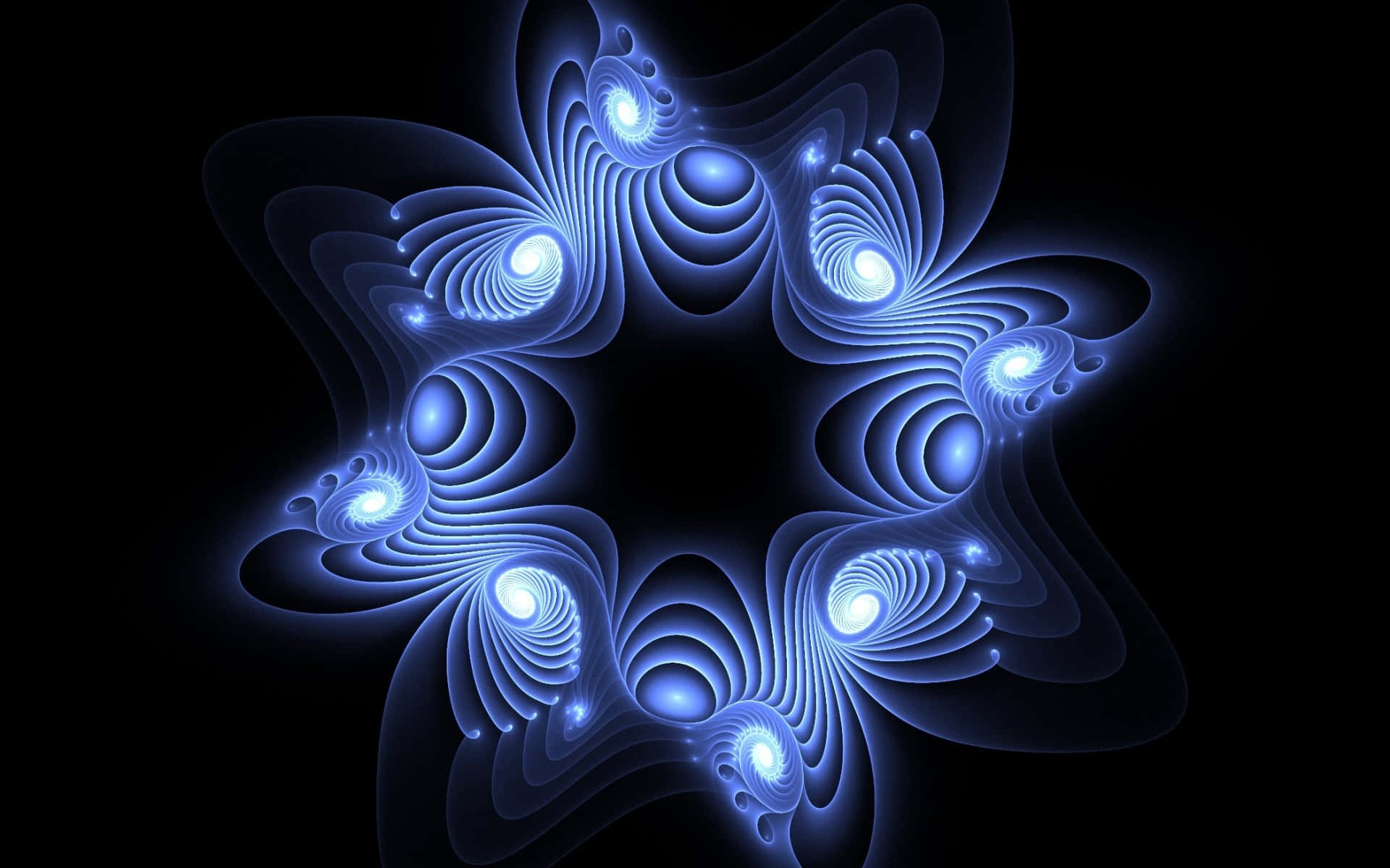 Abstract Blue Fractal Symmetry Wallpaper