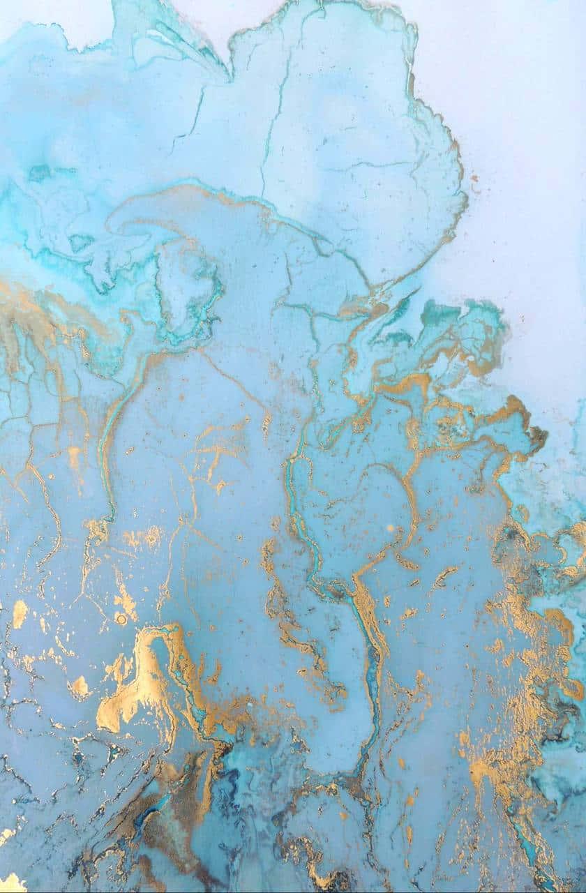 Abstract Blue Gold Marble Texture Wallpaper