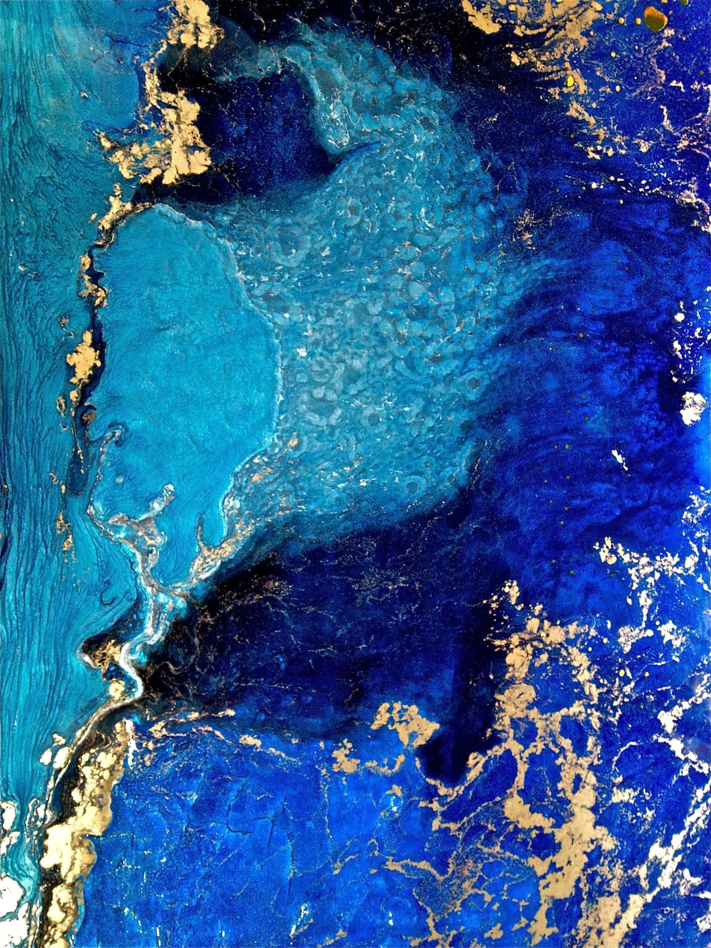 Abstract Blue Gold Resin Artwork.jpg Wallpaper