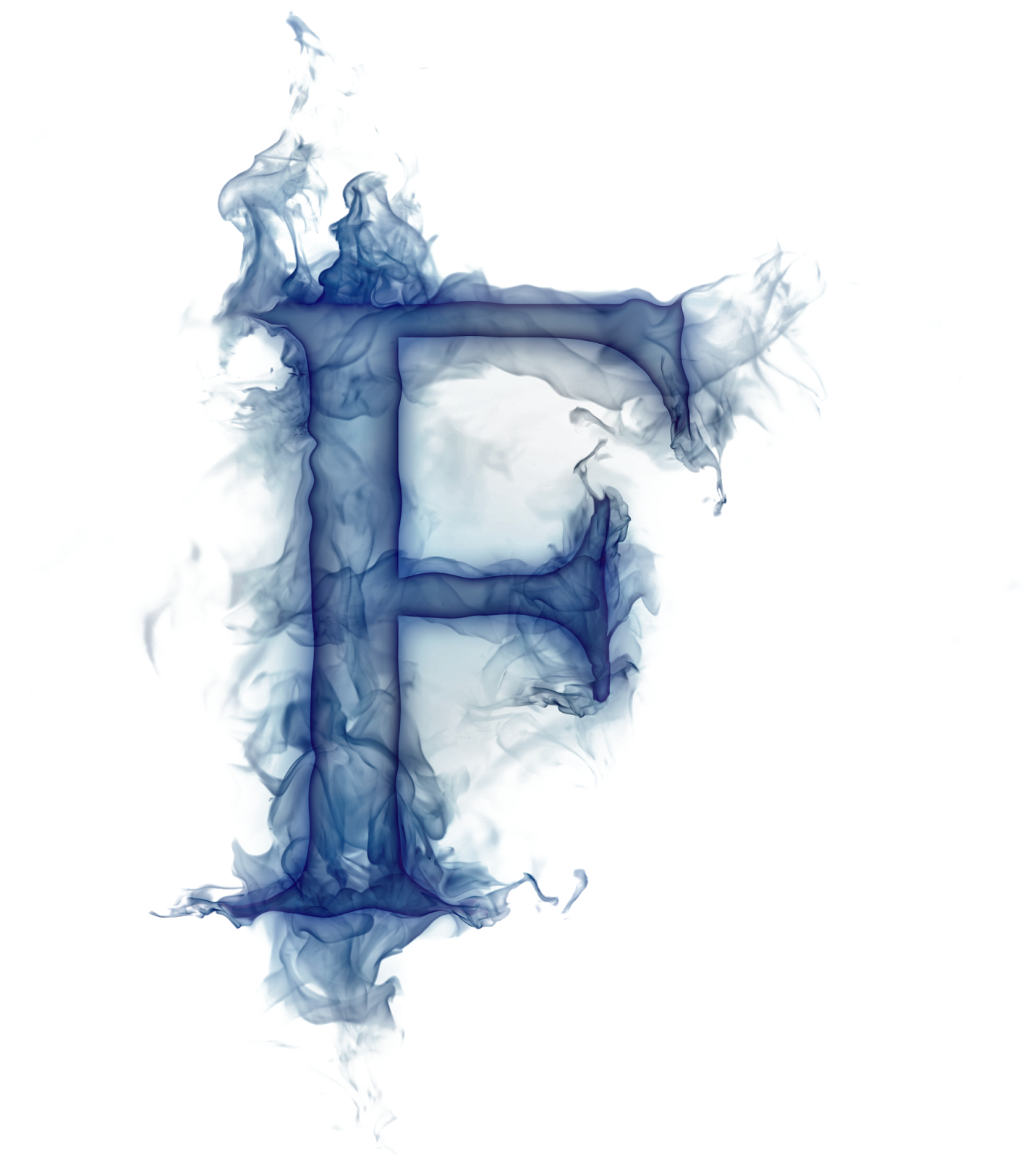 Abstract Blue Ink Letter F PNG