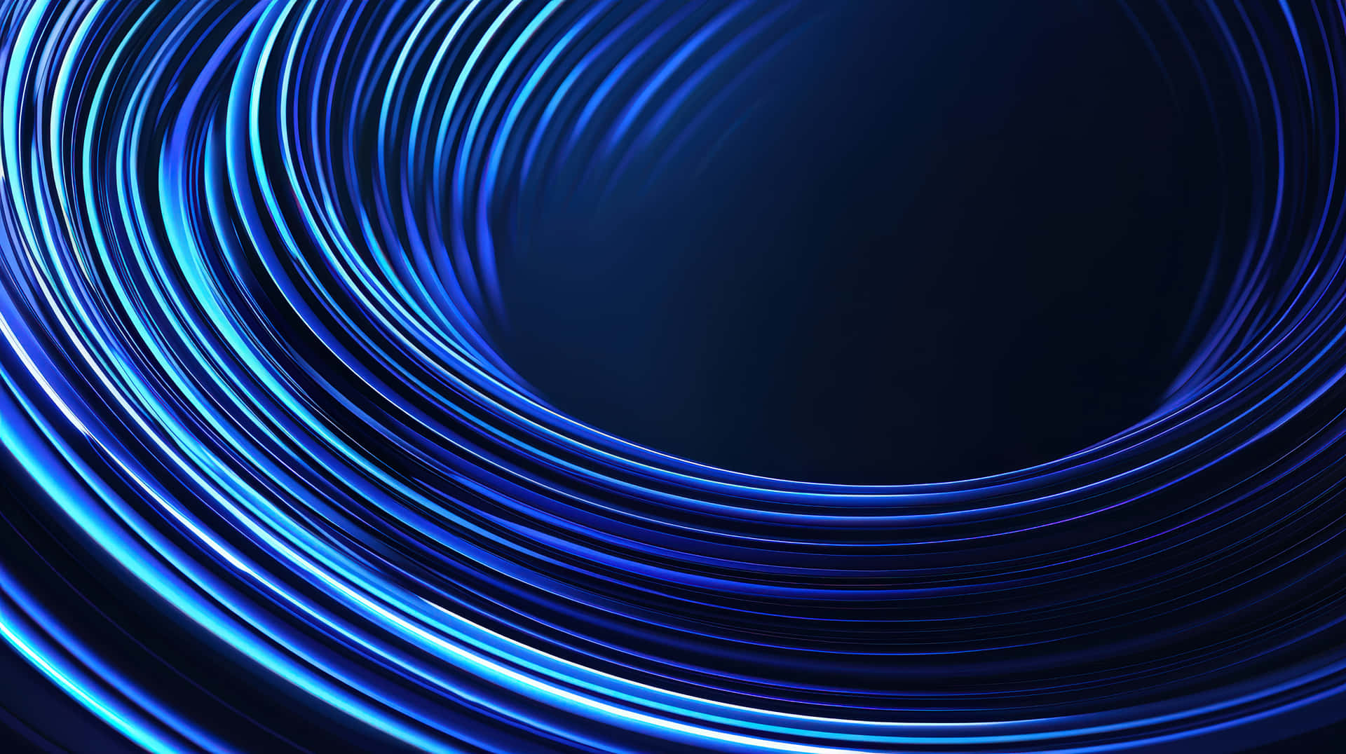 Abstract Blue Light Waves In A Digital Tunnel Wallpaper
