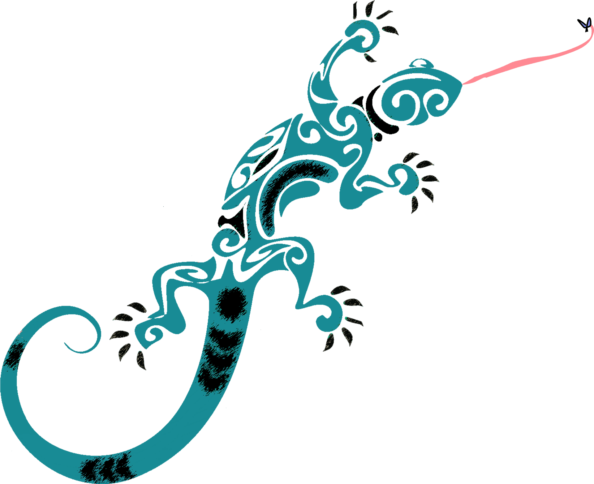 Abstract Blue Lizard Illustration.png PNG