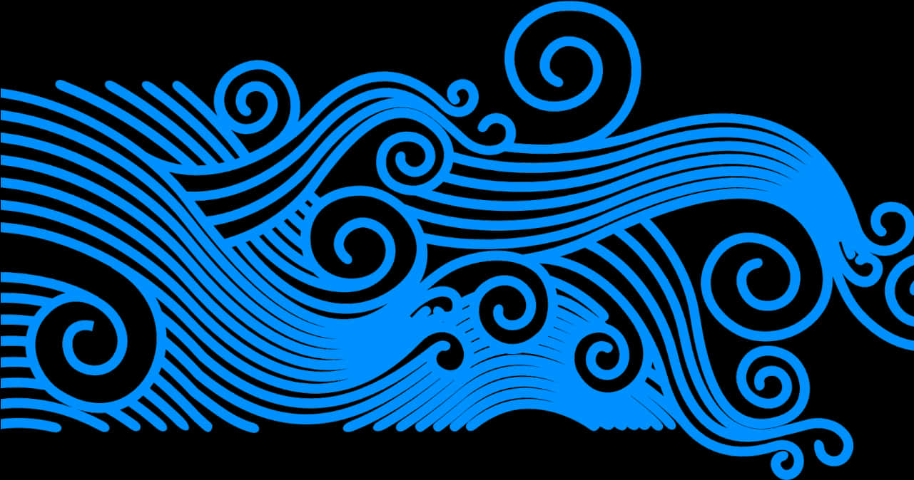 Abstract Blue Ocean Waves Graphic PNG