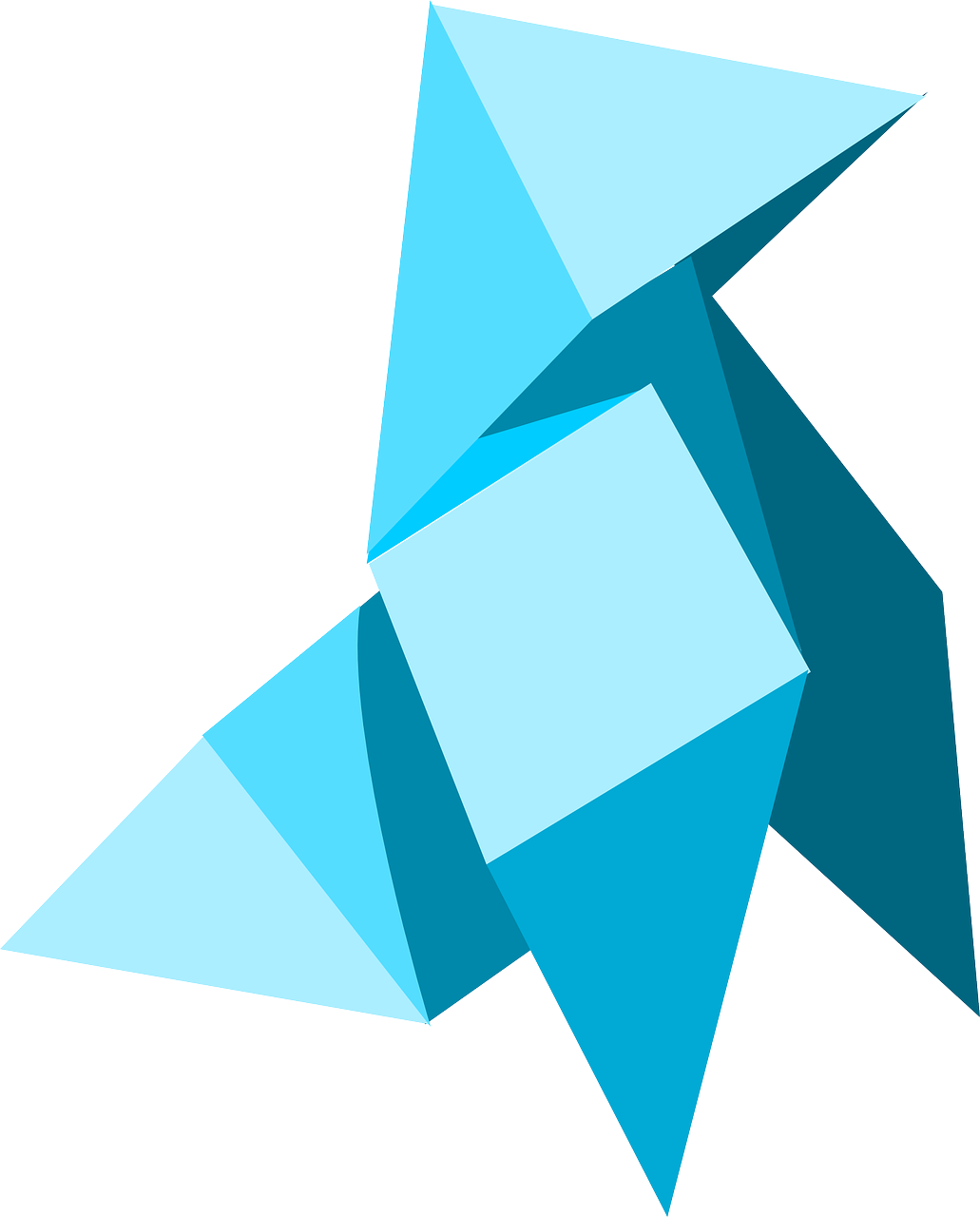 Abstract Blue Origami Bird PNG