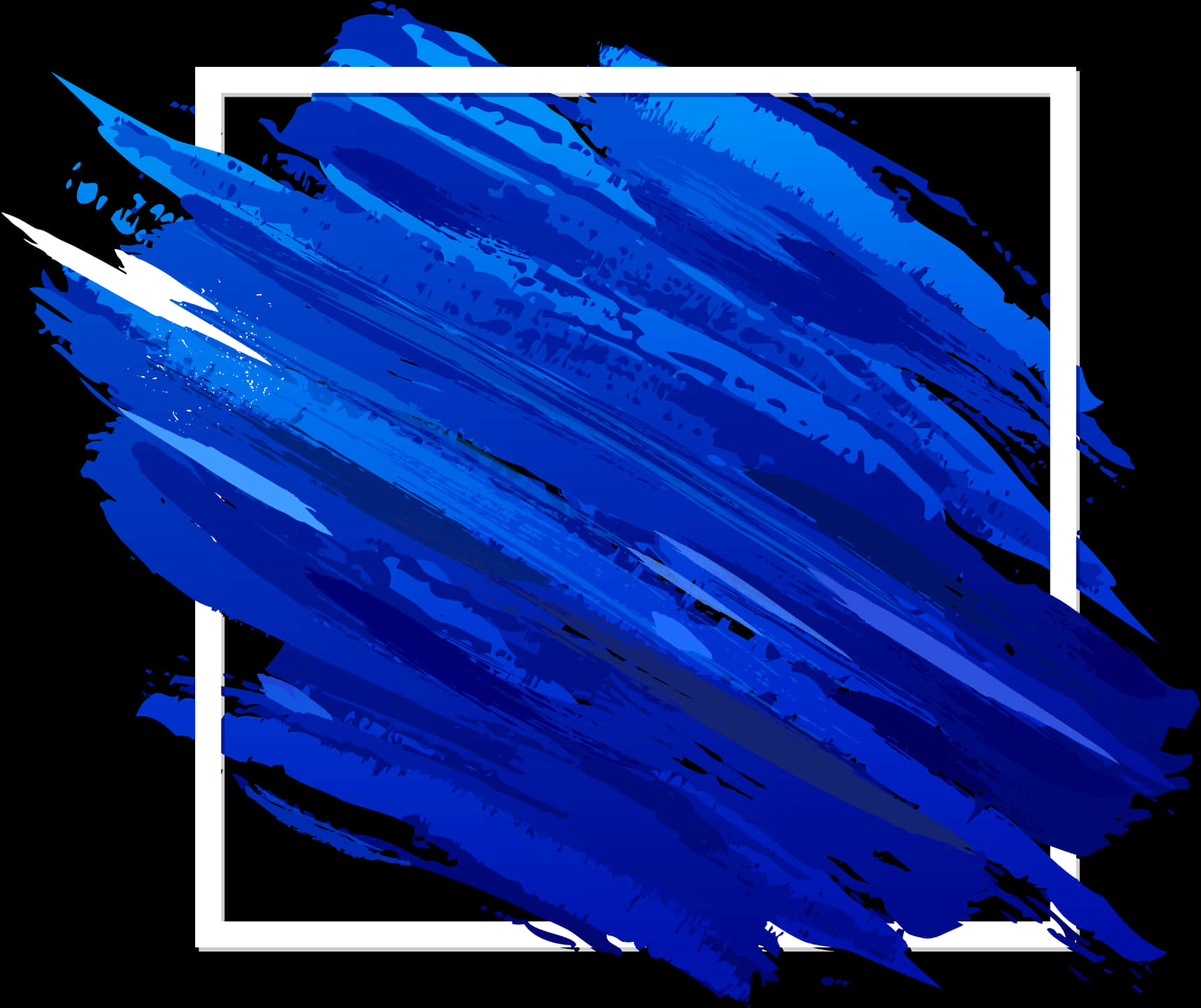 Abstract Blue Paint Brush Stroke Frame PNG