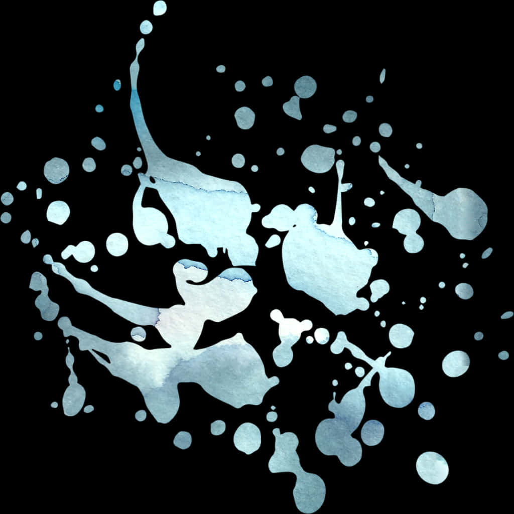 Abstract Blue Paint Splatteron Black Background PNG