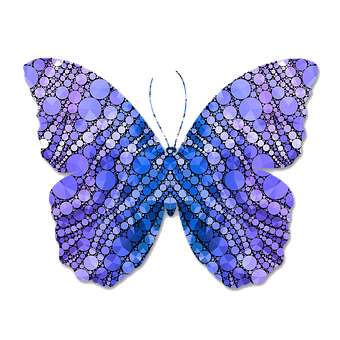 Abstract Blue Purple Mosaic Butterfly PNG