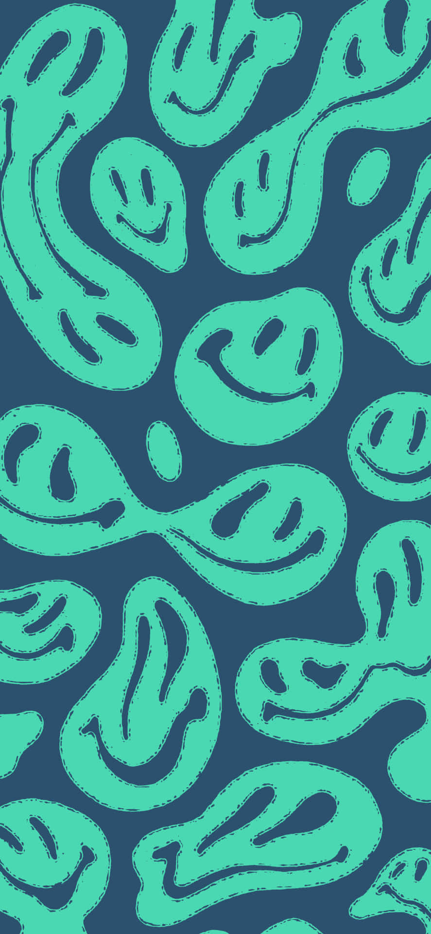 Abstract Blue Smiley Faces Pattern Wallpaper