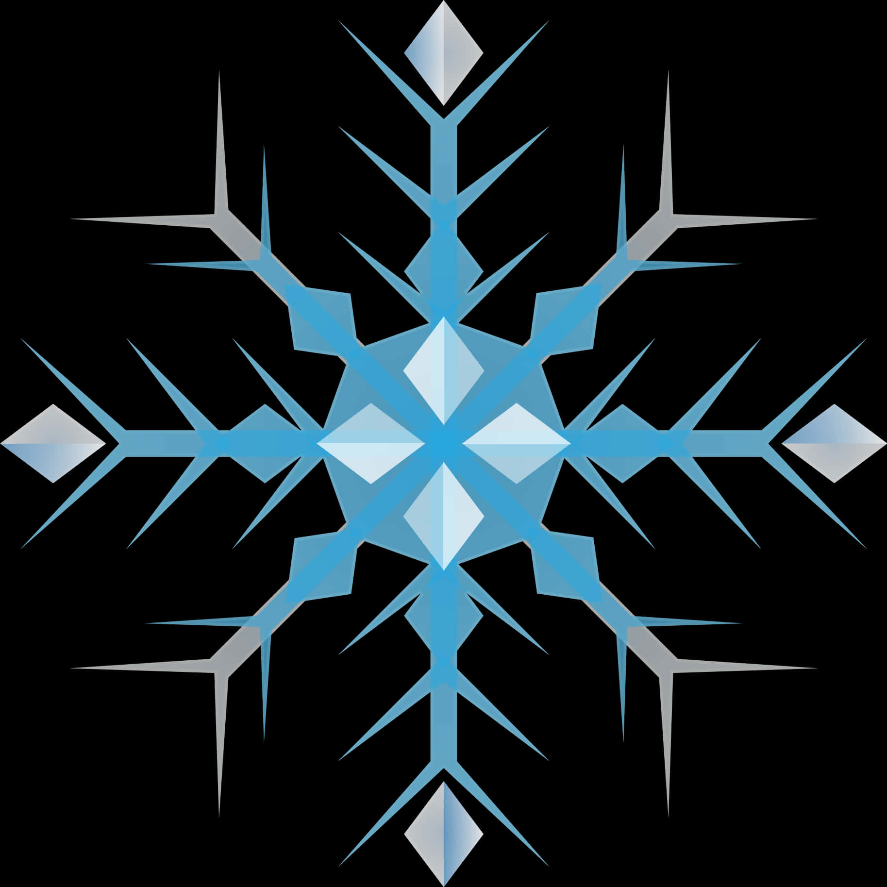 Abstract Blue Snowflake Design PNG