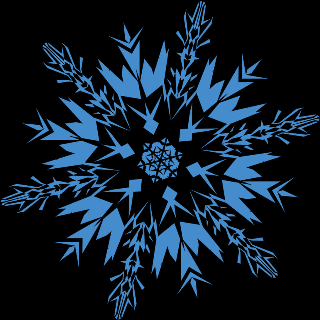 Abstract Blue Snowflake Design PNG