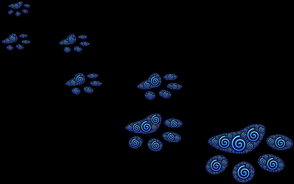 Abstract Blue Spiral Paw Prints PNG