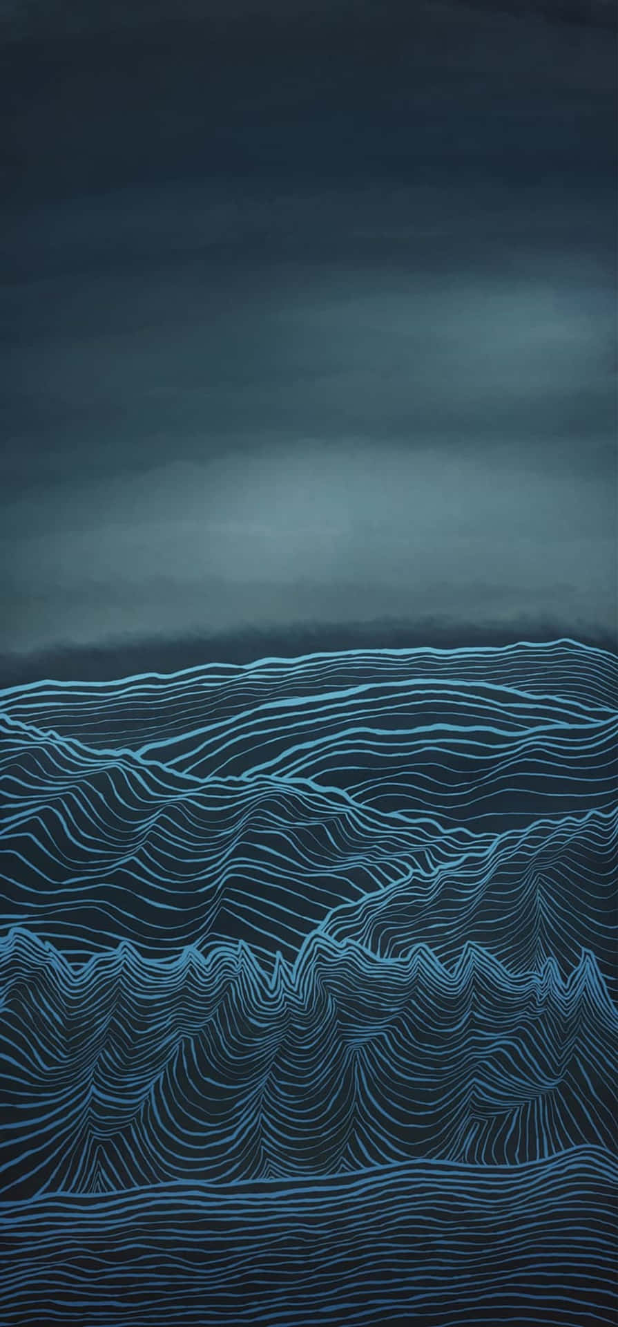 Abstract Blue Topographic Lines Wallpaper Wallpaper