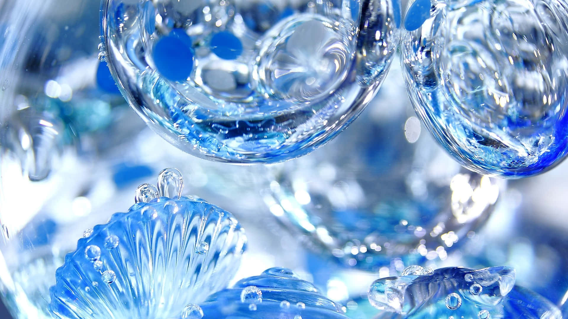 Abstract Blue Water Bubbles Background Wallpaper