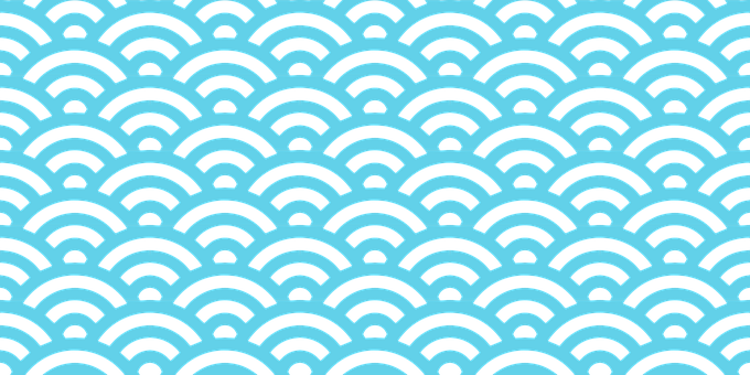 Abstract Blue Wave Pattern PNG — Repeating black wave motifs on a vibrant cyan background create a bold geometric pattern.