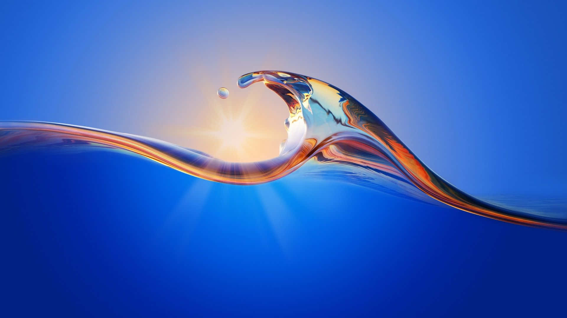 Abstract_ Blue_ Wave_with_ Sun_ Glare.jpg Wallpaper