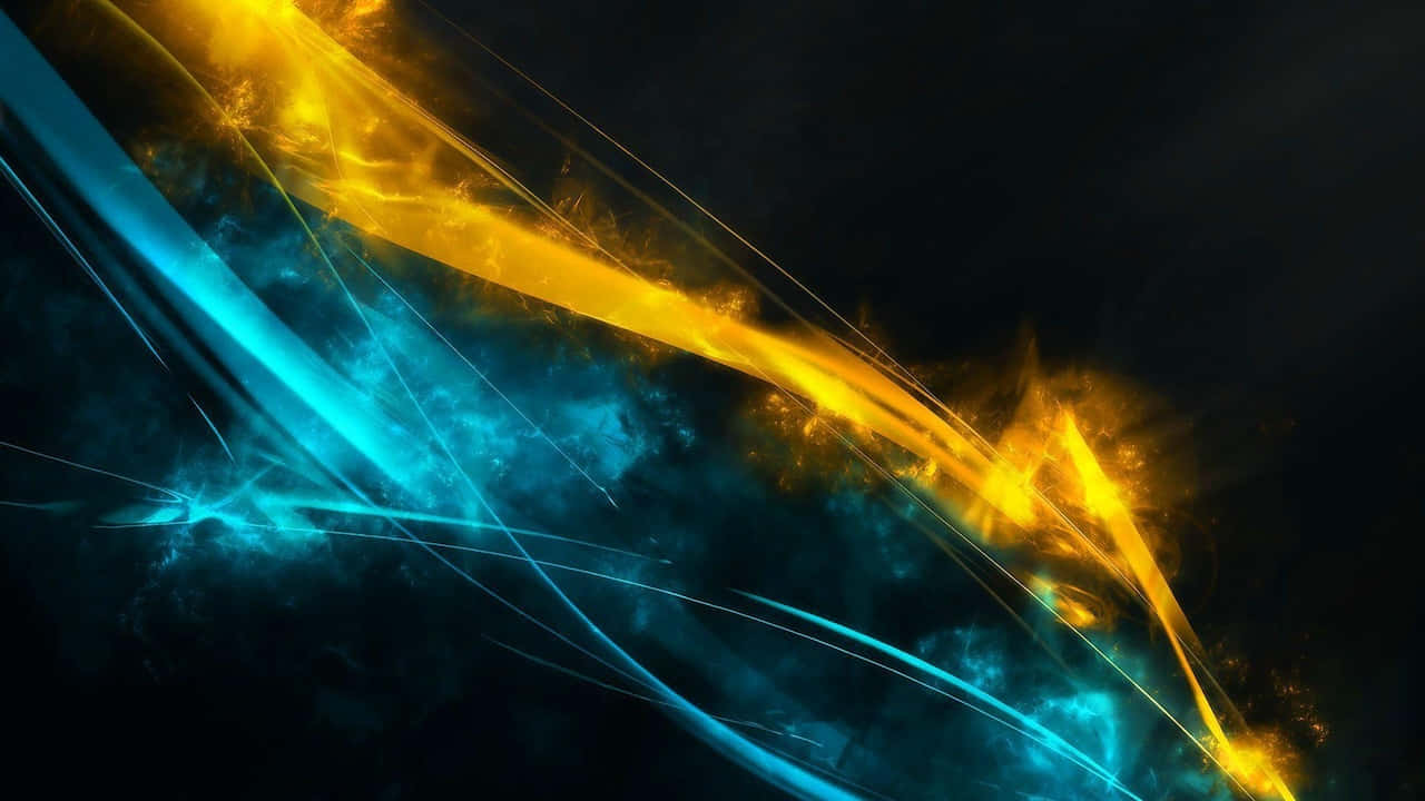 Abstract Blue Yellow Energy Flow Wallpaper